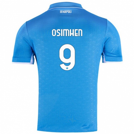 Kandiny Gyermek Victor Osimhen #9 Ég Kék Hazai Jersey 2024/25 Mez Póló Ing