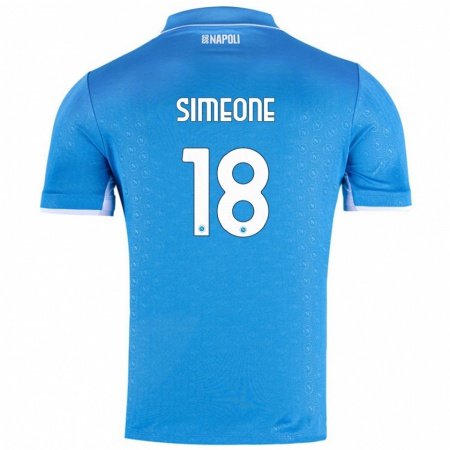 Kandiny Gyermek Giovanni Simeone #18 Ég Kék Hazai Jersey 2024/25 Mez Póló Ing