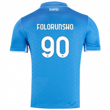 Kandiny Gyermek Michael Folorunsho #90 Ég Kék Hazai Jersey 2024/25 Mez Póló Ing