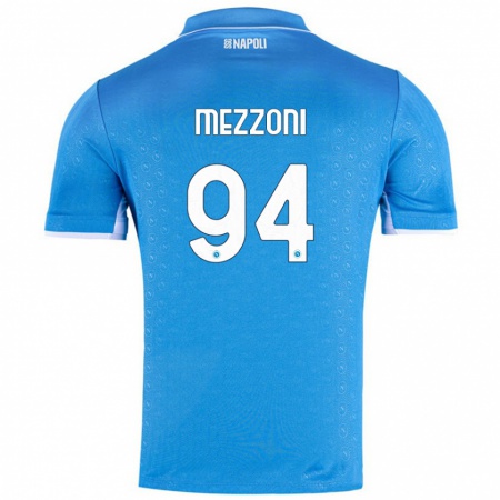 Kandiny Gyermek Francesco Mezzoni #94 Ég Kék Hazai Jersey 2024/25 Mez Póló Ing