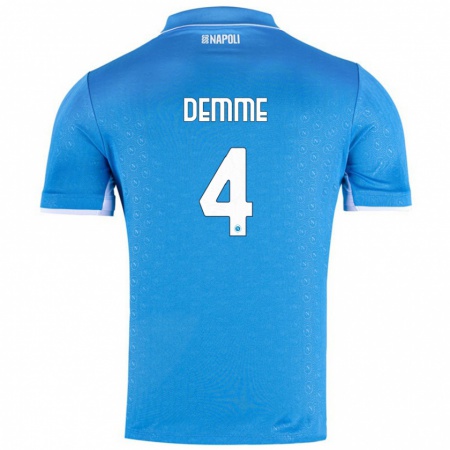 Kandiny Gyermek Diego Demme #4 Ég Kék Hazai Jersey 2024/25 Mez Póló Ing