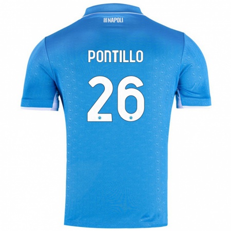 Kandiny Gyermek Pasquale Pontillo #26 Ég Kék Hazai Jersey 2024/25 Mez Póló Ing