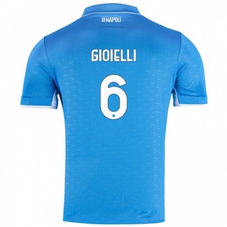 Kandiny Gyermek Francesco Pio Gioielli #6 Ég Kék Hazai Jersey 2024/25 Mez Póló Ing