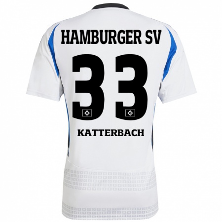 Kandiny Gyermek Noah Katterbach #33 Fehér Kék Hazai Jersey 2024/25 Mez Póló Ing