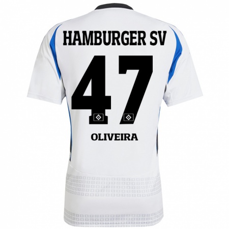 Kandiny Gyermek Nicolas Oliveira #47 Fehér Kék Hazai Jersey 2024/25 Mez Póló Ing