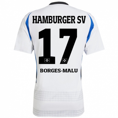 Kandiny Gyermek Louis Borges-Malu #17 Fehér Kék Hazai Jersey 2024/25 Mez Póló Ing