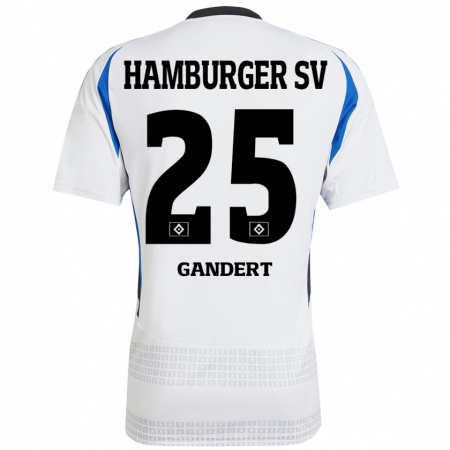 Kandiny Gyermek Jeremy Gandert #25 Fehér Kék Hazai Jersey 2024/25 Mez Póló Ing