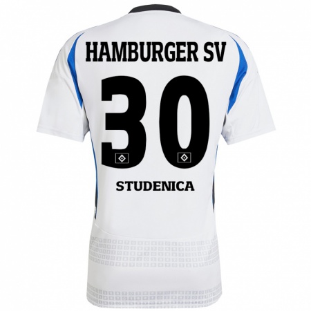 Kandiny Gyermek Aron Studenica #30 Fehér Kék Hazai Jersey 2024/25 Mez Póló Ing