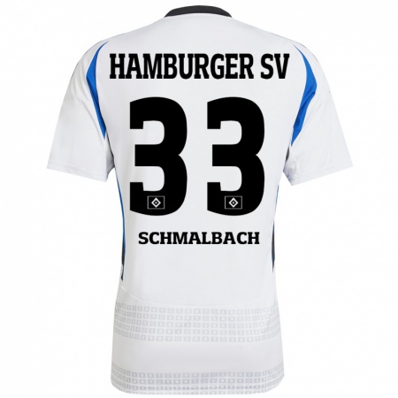 Kandiny Gyermek Sebastian Schmalbach #33 Fehér Kék Hazai Jersey 2024/25 Mez Póló Ing