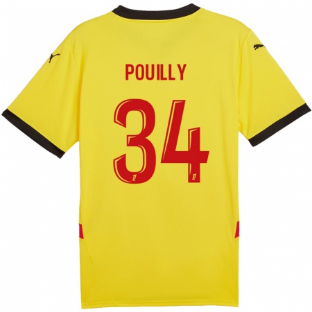 Kandiny Gyermek Tom Pouilly #34 Sárga Piros Hazai Jersey 2024/25 Mez Póló Ing