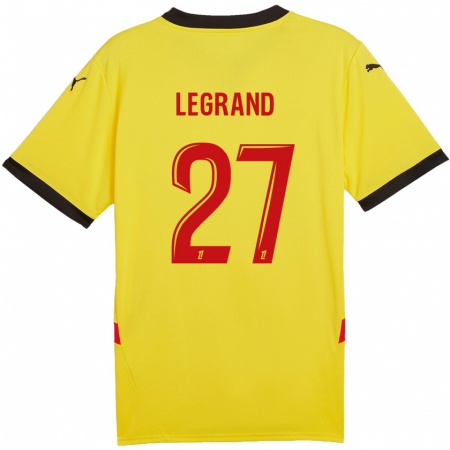 Kandiny Gyermek Bérénice Legrand #27 Sárga Piros Hazai Jersey 2024/25 Mez Póló Ing