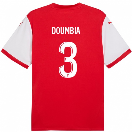 Kandiny Gyermek Kamory Doumbia #3 Piros Fehér Hazai Jersey 2024/25 Mez Póló Ing