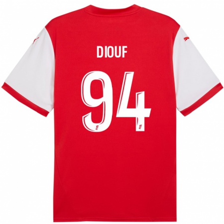 Kandiny Gyermek Yehvann Diouf #94 Piros Fehér Hazai Jersey 2024/25 Mez Póló Ing