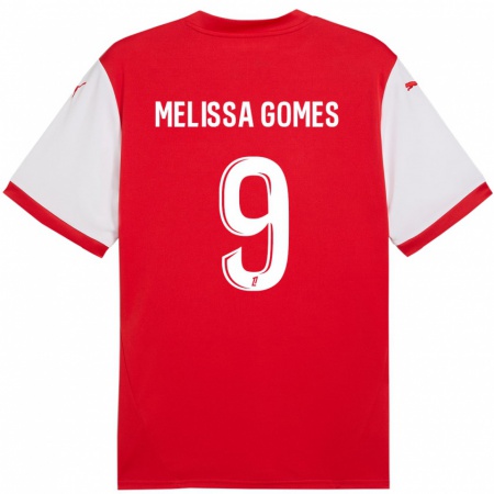 Kandiny Gyermek Melissa Ferreira Gomes #9 Piros Fehér Hazai Jersey 2024/25 Mez Póló Ing