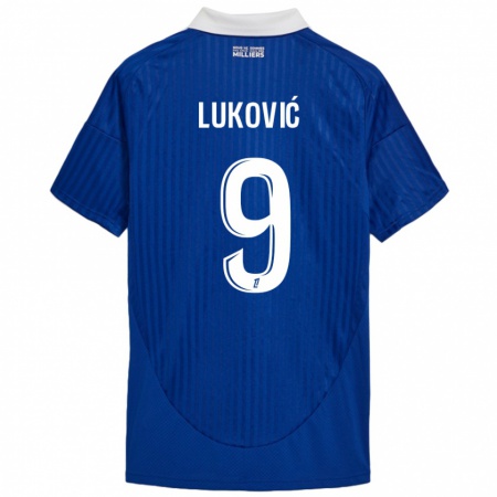 Kandiny Gyermek Milos Lukovic #9 Kék Fehér Hazai Jersey 2024/25 Mez Póló Ing