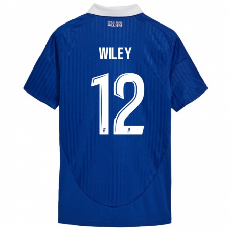 Kandiny Gyermek Caleb Wiley #12 Kék Fehér Hazai Jersey 2024/25 Mez Póló Ing