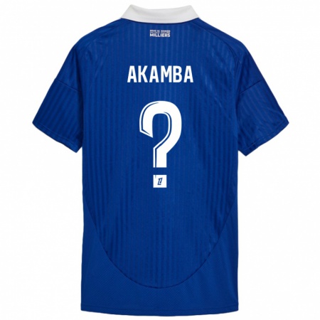 Kandiny Gyermek Fred Akamba #0 Kék Fehér Hazai Jersey 2024/25 Mez Póló Ing