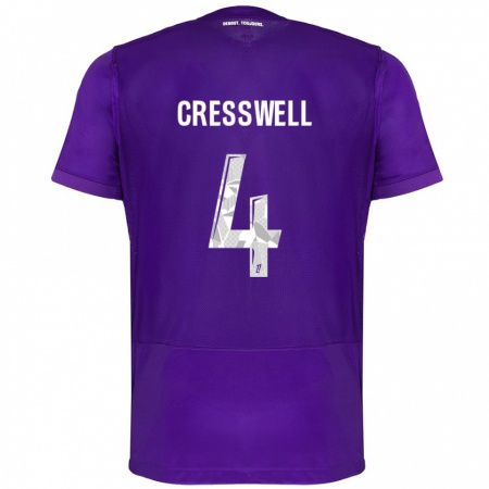 Kandiny Gyermek Charlie Cresswell #4 Lila Fehér Hazai Jersey 2024/25 Mez Póló Ing