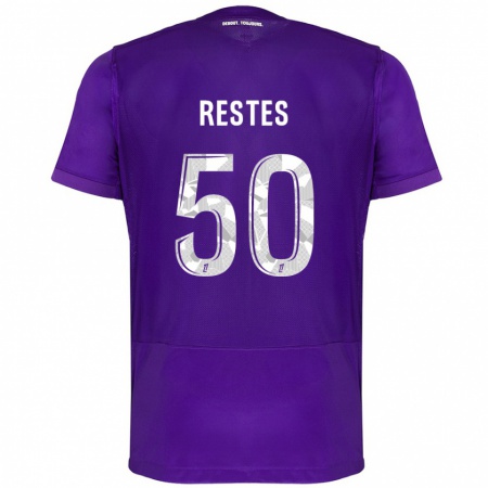 Kandiny Gyermek Guillaume Restes #50 Lila Fehér Hazai Jersey 2024/25 Mez Póló Ing