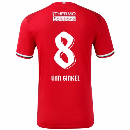 Kandiny Gyermek Danique Van Ginkel #8 Piros Fehér Hazai Jersey 2024/25 Mez Póló Ing