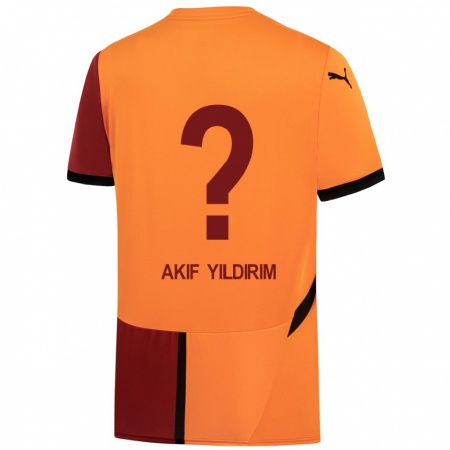 Kandiny Gyermek Mehmet Akif Yıldırım #0 Sárga Piros Hazai Jersey 2024/25 Mez Póló Ing