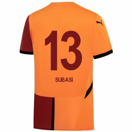 Kandiny Gyermek Kadir Subaşı #13 Sárga Piros Hazai Jersey 2024/25 Mez Póló Ing