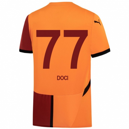 Kandiny Gyermek Megi Doci #77 Sárga Piros Hazai Jersey 2024/25 Mez Póló Ing