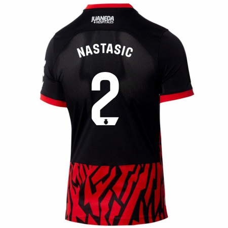 Kandiny Gyermek Matija Nastasic #2 Fekete Piros Hazai Jersey 2024/25 Mez Póló Ing