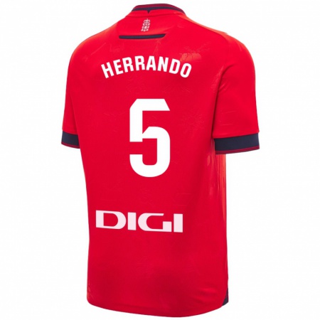 Kandiny Gyermek Jorge Herrando #5 Piros Fehér Hazai Jersey 2024/25 Mez Póló Ing