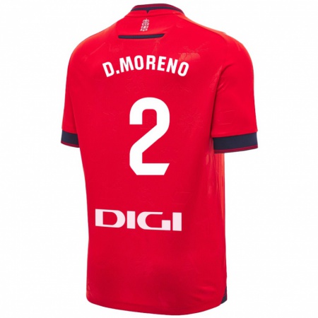 Kandiny Gyermek Diego Moreno #2 Piros Fehér Hazai Jersey 2024/25 Mez Póló Ing