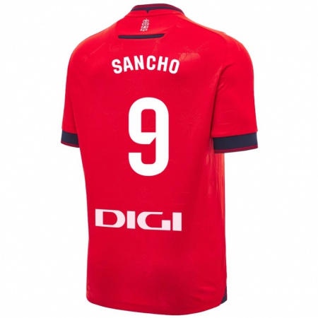 Kandiny Gyermek Dani Sancho #9 Piros Fehér Hazai Jersey 2024/25 Mez Póló Ing