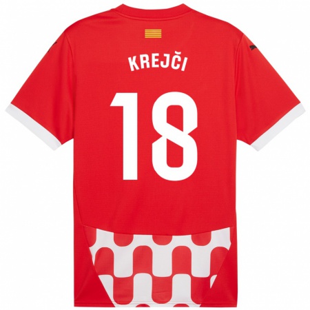 Kandiny Gyermek Ladislav Krejci #18 Piros Fehér Hazai Jersey 2024/25 Mez Póló Ing