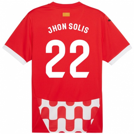 Kandiny Gyermek Jhon Solís #22 Piros Fehér Hazai Jersey 2024/25 Mez Póló Ing