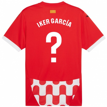 Kandiny Gyermek Iker García #0 Piros Fehér Hazai Jersey 2024/25 Mez Póló Ing