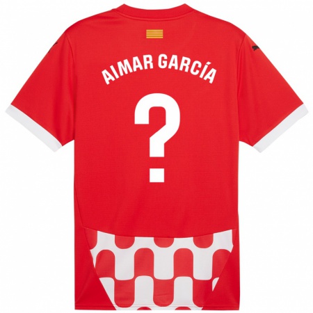 Kandiny Gyermek Aimar García #0 Piros Fehér Hazai Jersey 2024/25 Mez Póló Ing