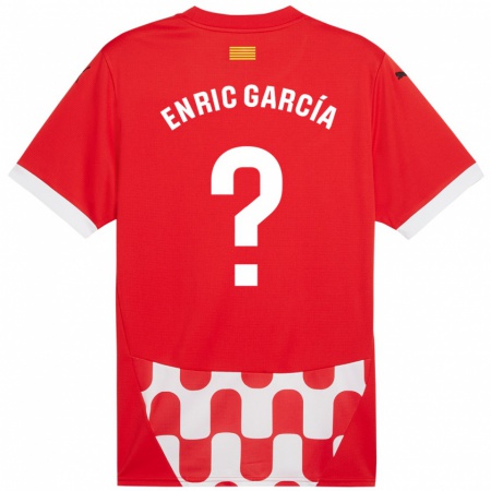 Kandiny Gyermek Enric García #0 Piros Fehér Hazai Jersey 2024/25 Mez Póló Ing