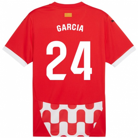 Kandiny Gyermek Borja García #24 Piros Fehér Hazai Jersey 2024/25 Mez Póló Ing