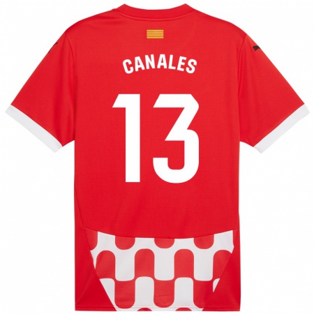 Kandiny Gyermek Juanvi Canales #13 Piros Fehér Hazai Jersey 2024/25 Mez Póló Ing