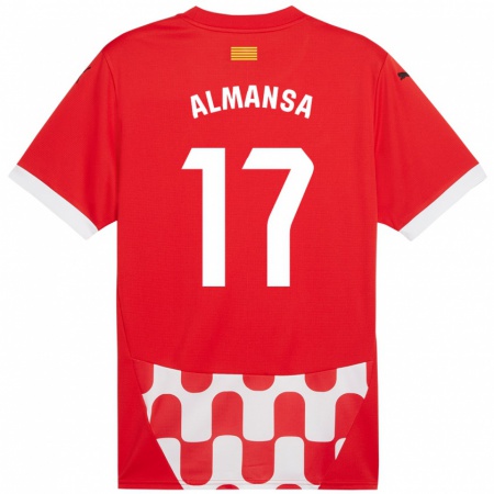 Kandiny Gyermek Alex Almansa #17 Piros Fehér Hazai Jersey 2024/25 Mez Póló Ing