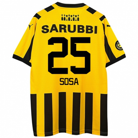 Kandiny Gyermek Ignacio Sosa #25 Sárga Fekete Hazai Jersey 2024/25 Mez Póló Ing