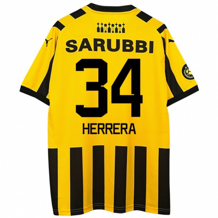 Kandiny Gyermek Nahuel Herrera #34 Sárga Fekete Hazai Jersey 2024/25 Mez Póló Ing