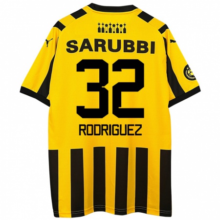 Kandiny Gyermek Randall Rodríguez #32 Sárga Fekete Hazai Jersey 2024/25 Mez Póló Ing