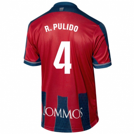 Kandiny Gyermek Rubén Pulido #4 Piros Kék Hazai Jersey 2024/25 Mez Póló Ing