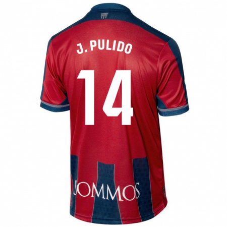 Kandiny Gyermek Jorge Pulido #14 Piros Kék Hazai Jersey 2024/25 Mez Póló Ing