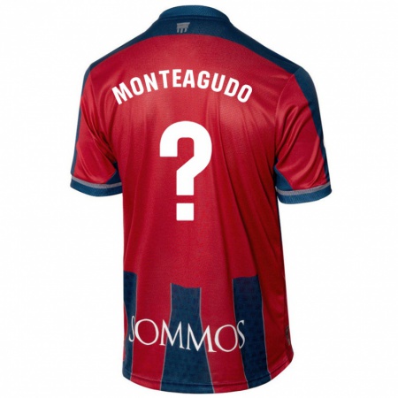 Kandiny Gyermek Miguel Monteagudo #0 Piros Kék Hazai Jersey 2024/25 Mez Póló Ing