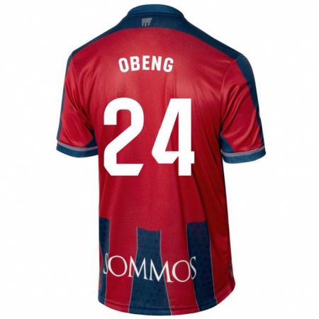 Kandiny Gyermek Samuel Obeng #24 Piros Kék Hazai Jersey 2024/25 Mez Póló Ing