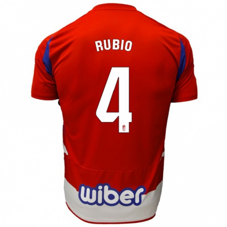 Kandiny Gyermek Miguel Rubio #4 Piros Fehér Kék Hazai Jersey 2024/25 Mez Póló Ing