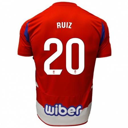 Kandiny Gyermek Sergio Ruiz #20 Piros Fehér Kék Hazai Jersey 2024/25 Mez Póló Ing