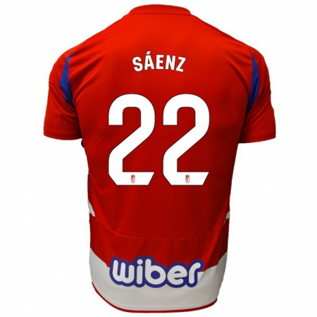 Kandiny Gyermek Pablo Sáenz #22 Piros Fehér Kék Hazai Jersey 2024/25 Mez Póló Ing