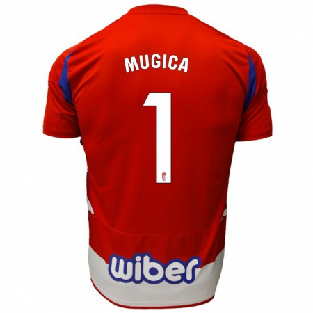 Kandiny Gyermek Juan Múgica #1 Piros Fehér Kék Hazai Jersey 2024/25 Mez Póló Ing